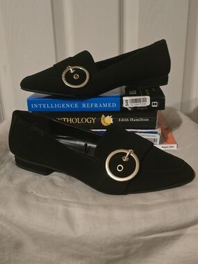 Coconuts by Matisse Black Pointed Toe Buckle Loafers Women’s 5.5 NWOT